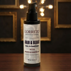 LORRETO Hair & Beard Leave in Conditioner - Keratin & Almond Oil